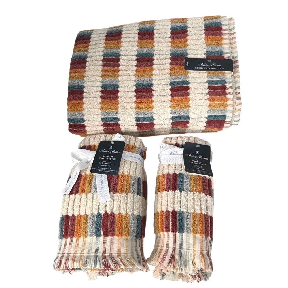 Brooks Brothers 6pc‎ Premium Turkish Cotton Towel Set Multi 2 Bath 2 Hand 2 Tip